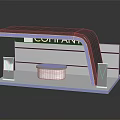 Modern Reception Desk With Curved Top Company Logo And Round Base