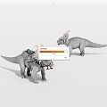 Two Decorative Toy Dinosaur Models With Saddle And Horned Features 3d model
