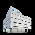 Modern Multi Storey Office Building With White Facade Wavy Design And LOGO