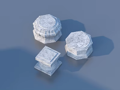 Stone Sculpture Carving Pedestals With Various Shapes Textured Surfaces And Layered Structure 3d model
