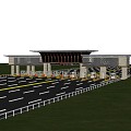 Chinese-style high-speed toll station city portal gate house 3d model