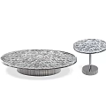 Round Coffee Tables With Textured Surface And Metal Base In Modern Design 3d model