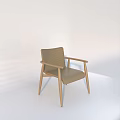 Modern Outdoor Chair With Wooden Frame Woven Seat And Armrest For Patio Use