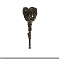 Fantasy Warrior Mace With Double Creature Heads And Intricate Metal Design