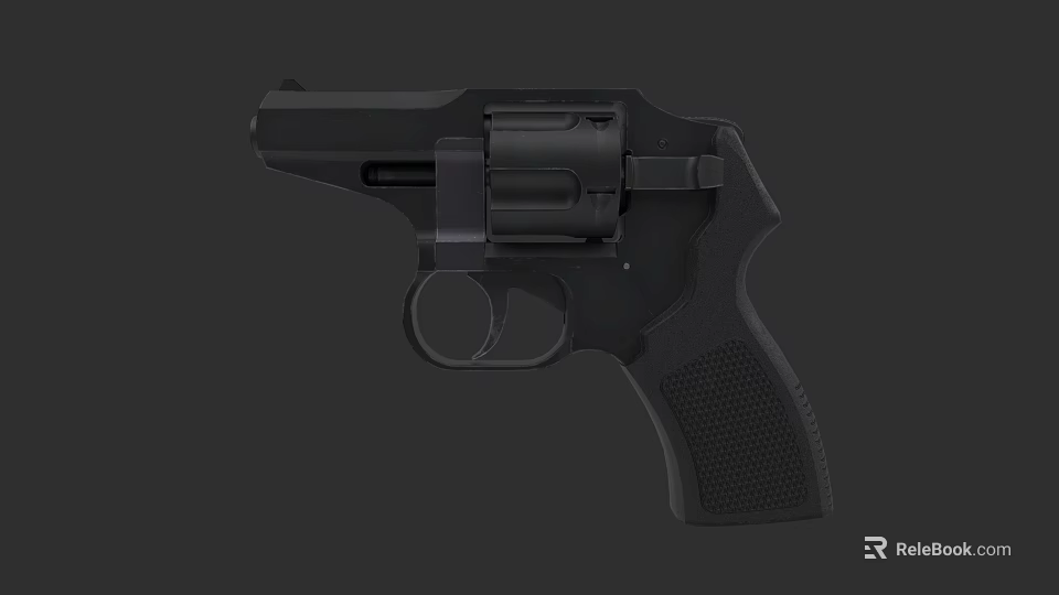Modern Black Revolver Firearm With Textured Grip And Compact Design 3d model 