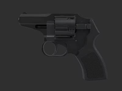 Modern Black Revolver Firearm With Textured Grip And Compact Design 3d model
