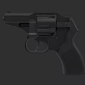 Modern Black Revolver Firearm With Textured Grip And Compact Design