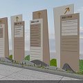 Outdoor Multiple Traffic Direction Signs With Arrow Indicators And Directional Information 3d model