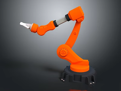 Smart Machine Industrial Robotic Arm With Orange Design And Precision Tool 3d model