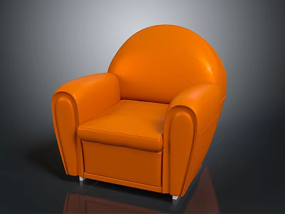 Stylish Orange Leather Armchair With Modern Curved Design And Comfortable Seating 3d model