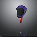 Futuristic Purple Helmet With Black Visor And Red Support Stand
