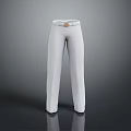 White Straight Leg Pants With Adjustable Belt For Casual Formal Wear