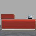 Red Modern Reception Desk With Sleek Metal Frame And Tablet Device 3d model