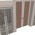 Modern Wine Cabinet Design With Glass Doors LED Lighting And Brown Panel