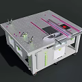 Heavy Duty Metal Workbench With Precision Cutting Tool And Sliding Rails For Workshop Use