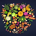 Healthy Fresh Colorful Assorted Vegetables Collection With Broccoli Tomatoes Carrots And More