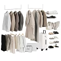 Various Style Clothes With Matching Bags Shoes And Suitcase 3d model
