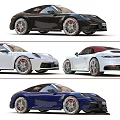 Blue And White Porsche Sports Cars With Stylish Exterior And Alloy Wheels