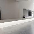Elegant Modern Living Room Interior With Open Concept Large Windows Black Sofa And Gray Flooring
