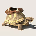 Tortoise Carrying Brown Leather Saddle And Bridle On Its Shell