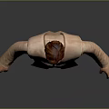 3D Standing Robed Character Creature Wearing Beige Robe Dark Belt Red Stockings And Red Shoes