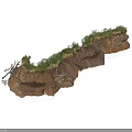 Modern Natural Terrain Model With Brown Substrate And Lush Green Vegetation 3d model