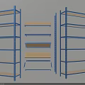 Storage Shelving Units With Blue Metal Frames Brown Wooden Shelves And Multiple Tiers