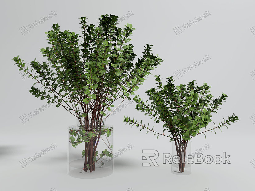 Modern potted plant combination model