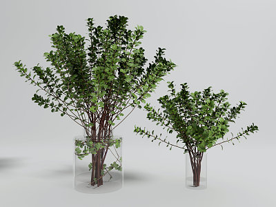 Modern potted plant combination model