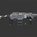 Futuristic Sci Fi Gun With Metallic Body Tactical Grip And Reflective Surface Design