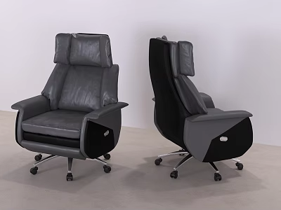 Modern Leather Office Chair With High Back And Rolling Casters Design 3d model