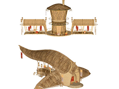 Modern Thatched House model