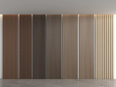 Modern Wooden Wall Panels Arranged As Vertical Slats In Various Brown Beige Tones 3d model
