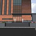 Red Brick Homestay Building With Large Windows Covered Entrance Greenery Flowers And Silver Car