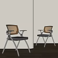 Minimalist Office Chair With Beige Dark Brown Backrest Gray Black Seat And Metal Frame