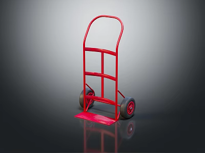 Sturdy Red Metal Hand Truck With Wheels And Platform Base For Moving Items 3d model