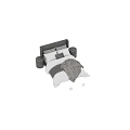 Modern Double Bed With Gray Headboard White Bedding And Gray Blanket 3d model