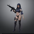 Tactical Female Warrior In Hijab Holding Rifle With Thigh Straps And Boots