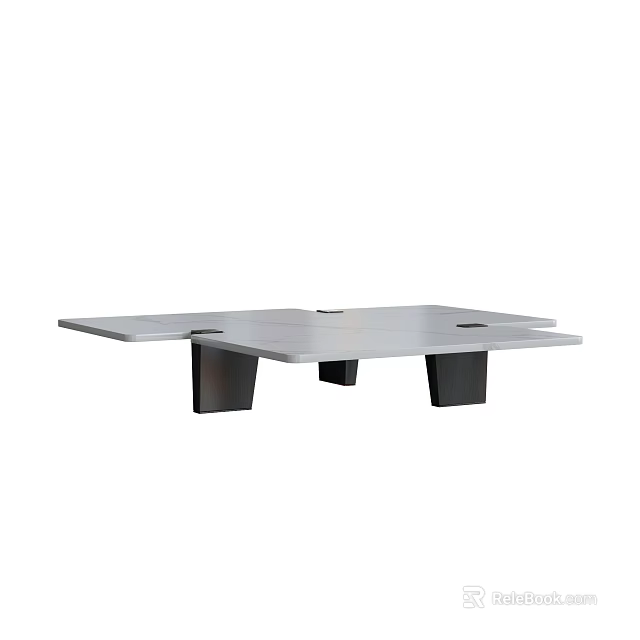 Modern Minimalist Coffee Table With Sleek Rectangular Tabletop And Black Metal Legs 3d model