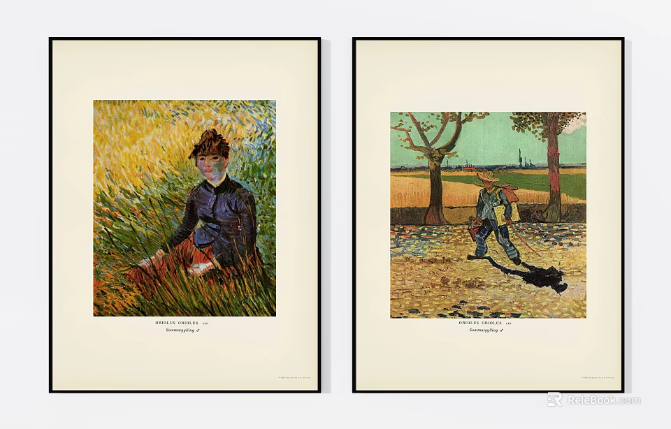 Two Van Gogh Style Portrait Paintings With Figures In Natural Settings 3d model 