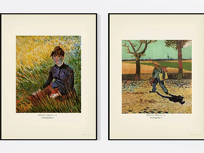 Two Van Gogh Style Portrait Paintings With Figures In Natural Settings 3d model