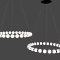 Modern Circular Chandeliers With White Spherical Lights For Interior Decoration 3d model