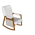 Comfortable Single Seater Sofa Rocking Chair with White Cushion Wooden Frame and Side Pocket