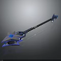 Blue Star Shaped Weapon With Long Metallic Handle And Decorative Details