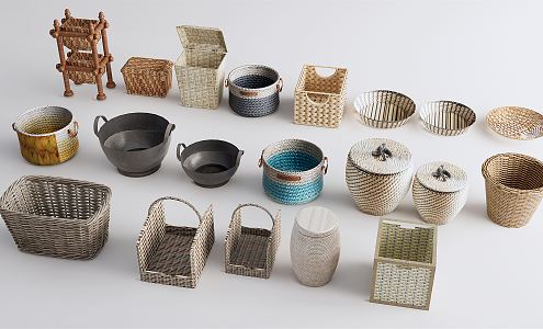 Modern Storage Basket Woven Basket 3d model