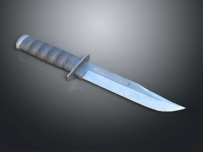 Tactical Military Style Knife With Textured Handle And Sharp Metal Blade 3d model