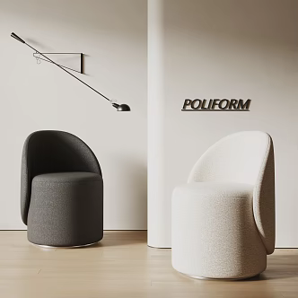 poliform modern stool sofa stool fabric stool wall lamp 3d model
