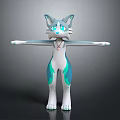 Cartoon Game Movie Character With Blue Gray Fur Teal Patterns White Belly And Necklace
