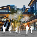 Spherical Illuminated Art Installation With LED Lights In Modern Outdoor Plaza