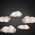 Five Cloud Shaped White Chandeliers Hanging On Dark Background For Modern Decor 3d model